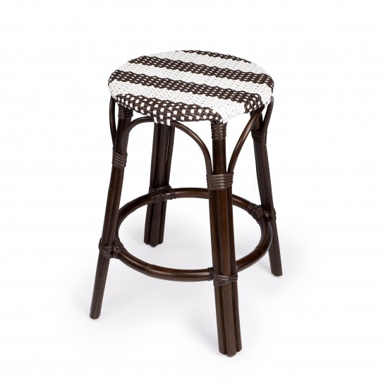 Tobias Dark Brown & White Rattan Counter Stool, 9371403