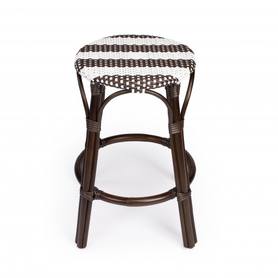 Tobias Dark Brown & White Rattan Counter Stool, 9371403