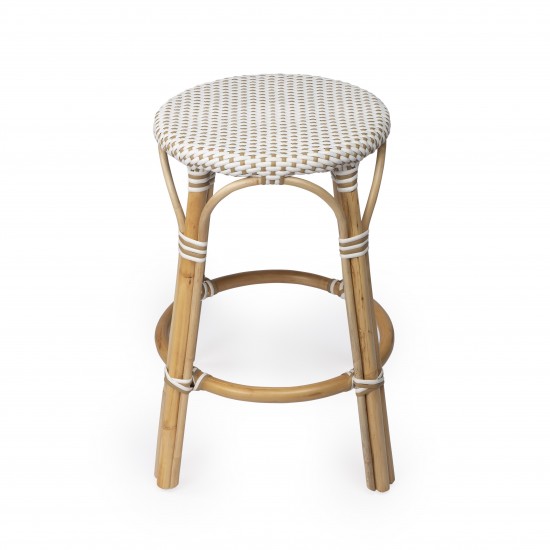 Tobias Beige & White Rattan Counter Stool, 9371415