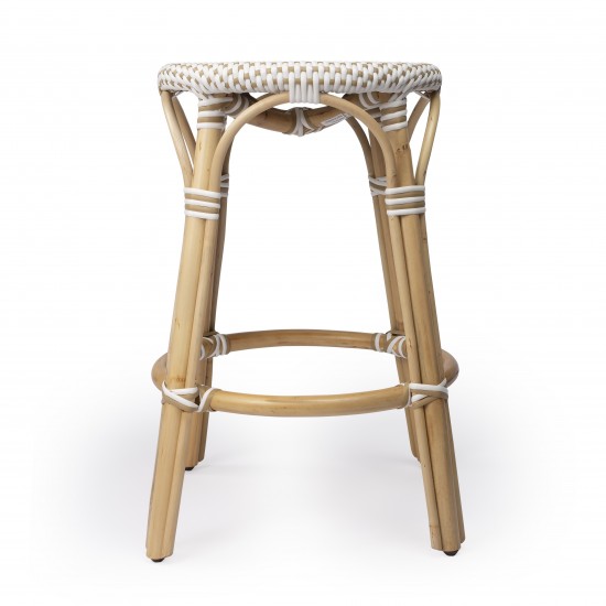 Tobias Beige & White Rattan Counter Stool, 9371415