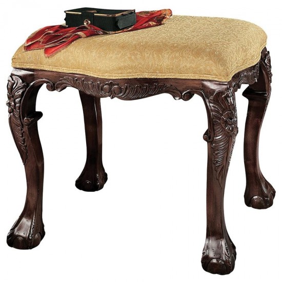 Design Toscano French Baroque Upholstered 4 Leg Bench