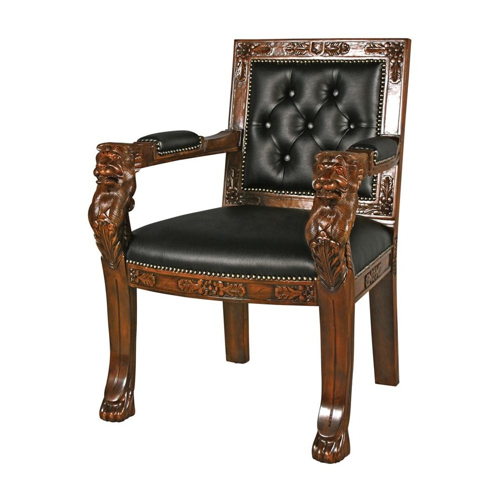 Design Toscano Beardsley Leather Lion Chair