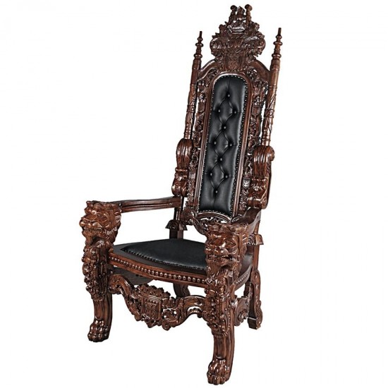Design Toscano Lord Raffles Throne W/ Black Leather