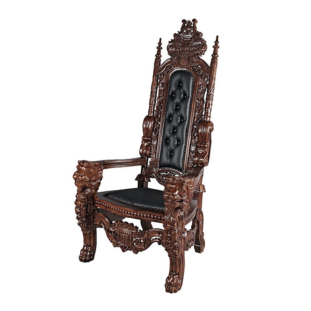 Design Toscano Lord Raffles Throne W/ Black Leather