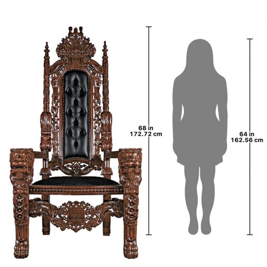 Design Toscano Lord Raffles Throne W/ Black Leather