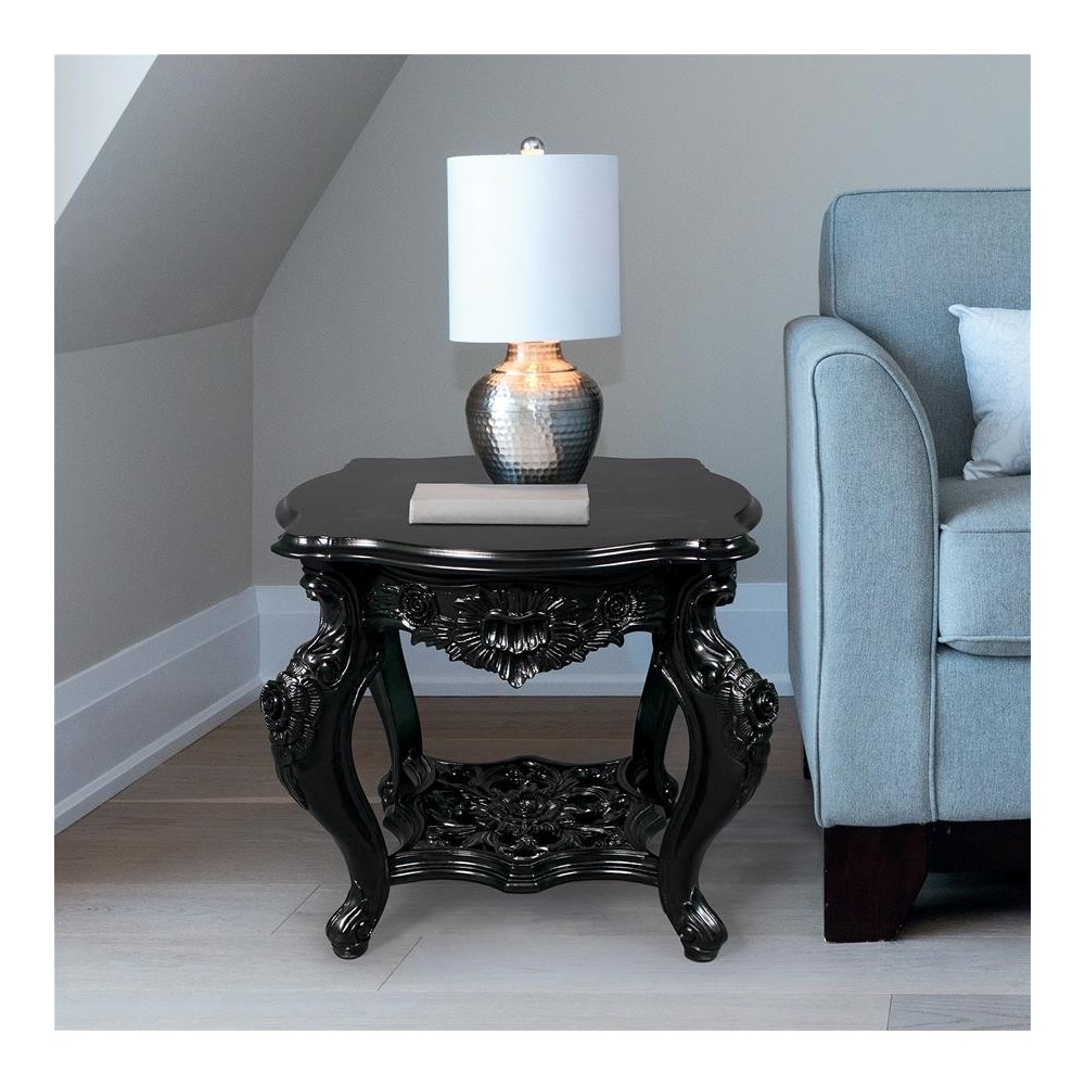 Design Toscano Ebony Rose Side Table