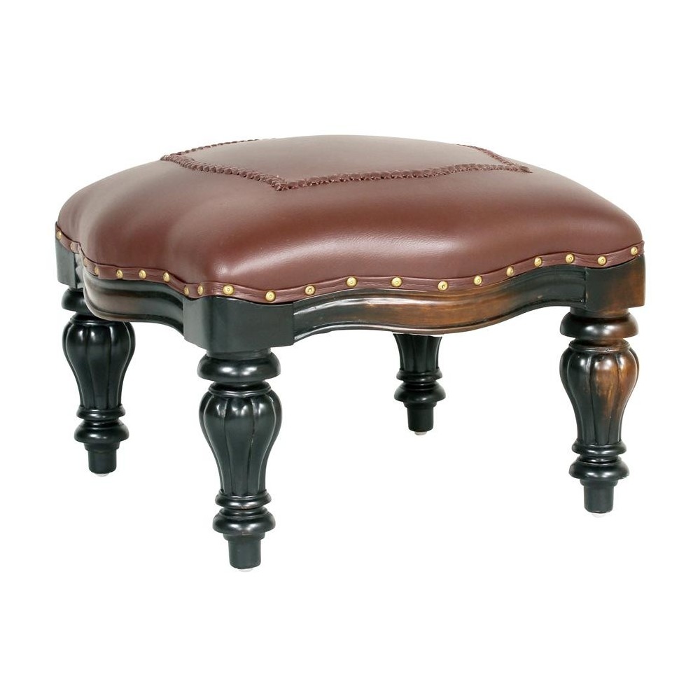 Design Toscano Rococo Ottoman W/ Faux Leather