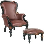 Design Toscano S/ Rococo Faux Leather Chair & Ottoman