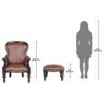 Design Toscano S/ Rococo Faux Leather Chair & Ottoman