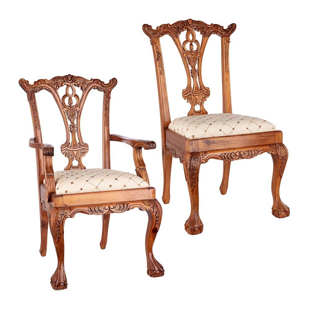 Design Toscano S/6 English Chippendale Chairs