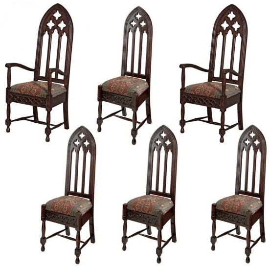 Design Toscano S/6 Viollet Le Duc Gothic Dining Chairs