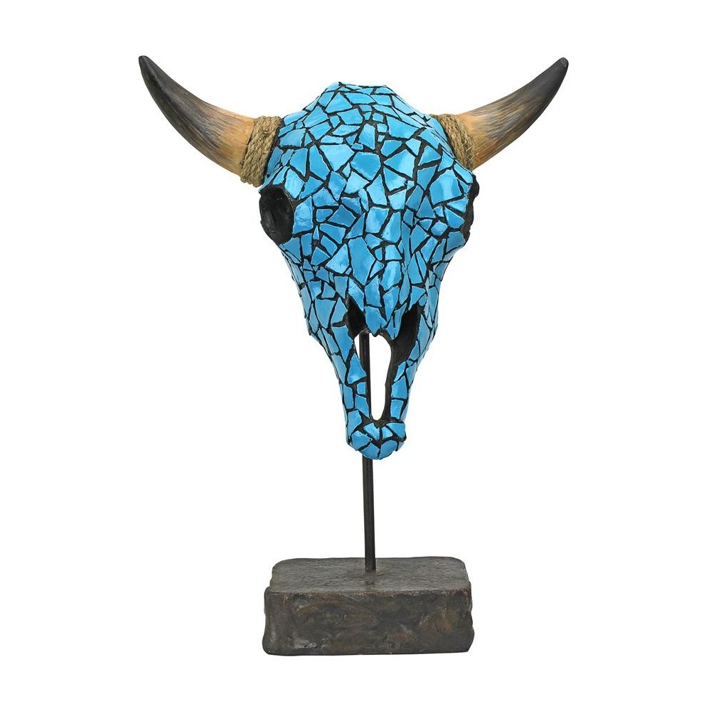 Design Toscano Western Faux Turquoise Cow Skull Statue