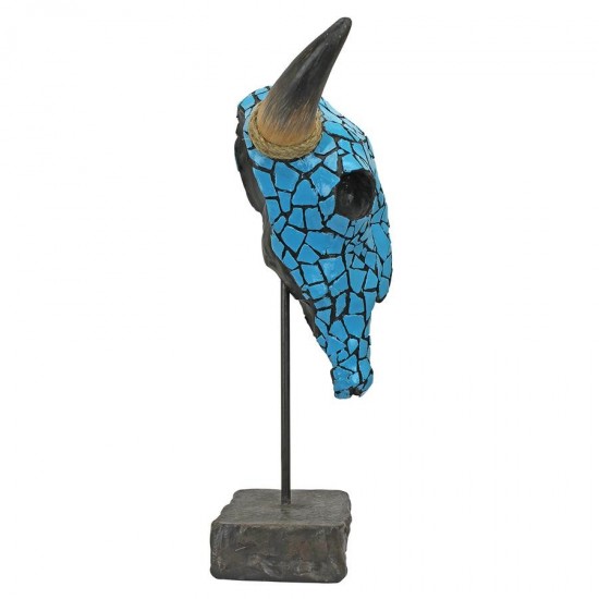 Design Toscano Western Faux Turquoise Cow Skull Statue