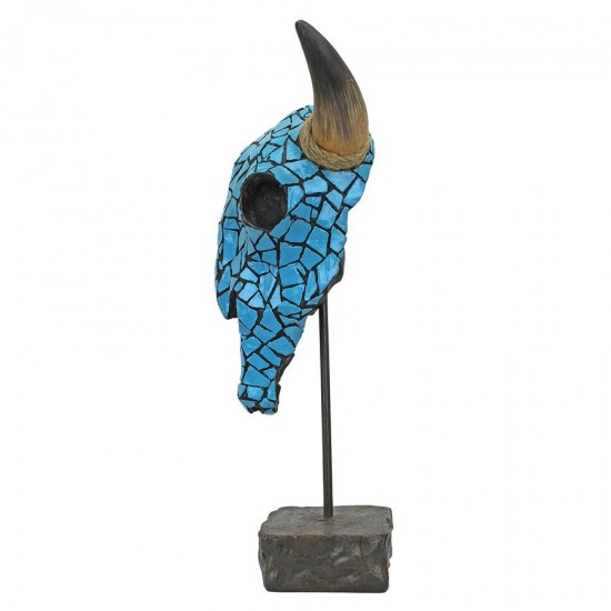 Design Toscano Western Faux Turquoise Cow Skull Statue