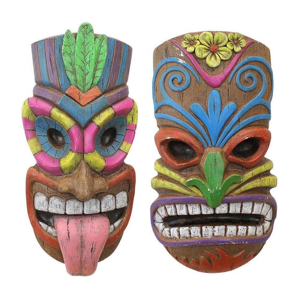 Design Toscano S/2 Tiki Face Plaques