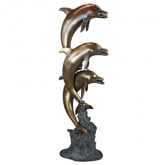 Design Toscano Triple Leap Dolphins Piped Statue