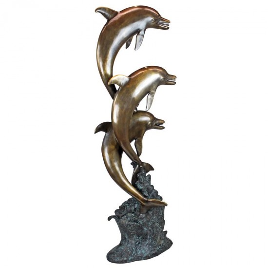 Design Toscano Triple Leap Dolphins Piped Statue