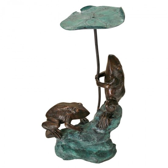 Design Toscano Lily Pad Umbrella Frogs Bronze Statue