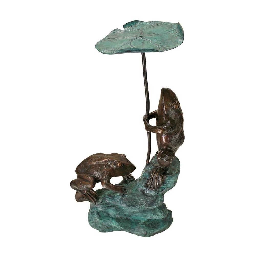 Design Toscano Lily Pad Umbrella Frogs Bronze Statue