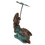 Design Toscano Lily Pad Umbrella Frogs Bronze Statue