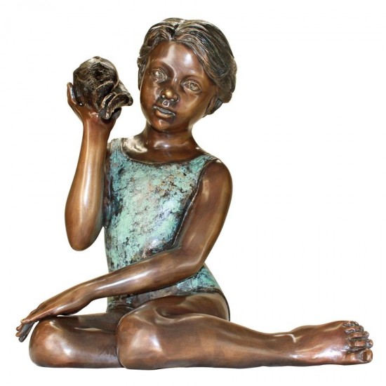 Design Toscano Sea Shell Sounds Sitting Girl Bronze