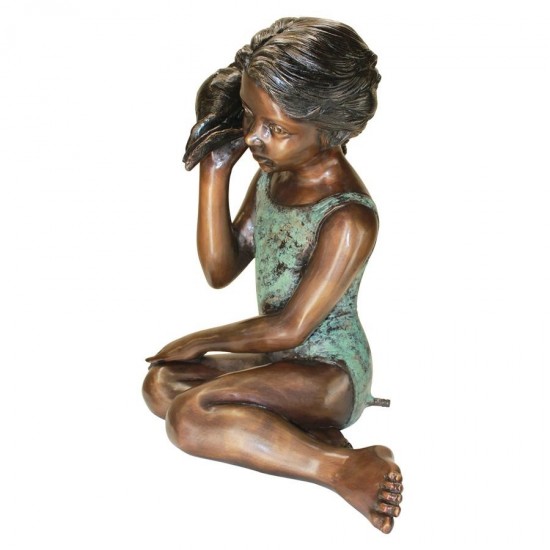 Design Toscano Sea Shell Sounds Sitting Girl Bronze