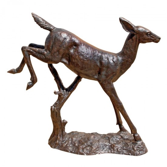 Design Toscano Leaping Deer Bronze Statue