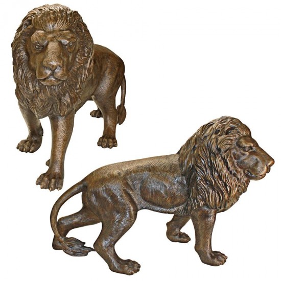 Design Toscano S/2 Bronze Guardian Lion Statues