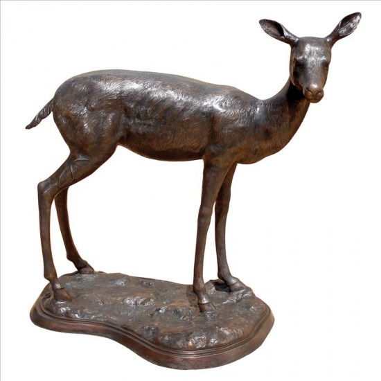 Design Toscano Standing Doe & Fawn Bronze Statues