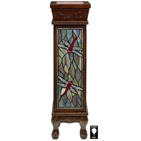 Design Toscano Dragonfly Stained Glass Pedestal