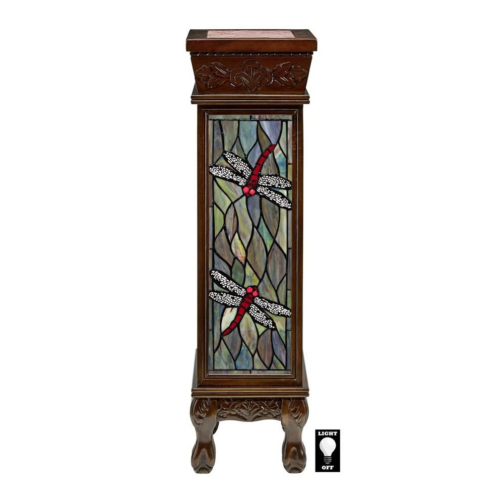 Design Toscano Dragonfly Stained Glass Pedestal