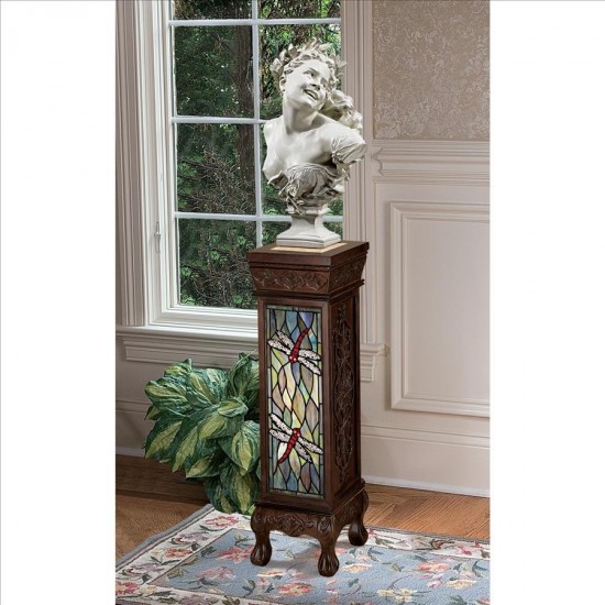 Design Toscano Dragonfly Stained Glass Pedestal