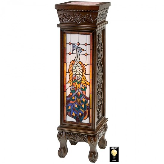 Design Toscano Peacock Stained Glass Pedestal