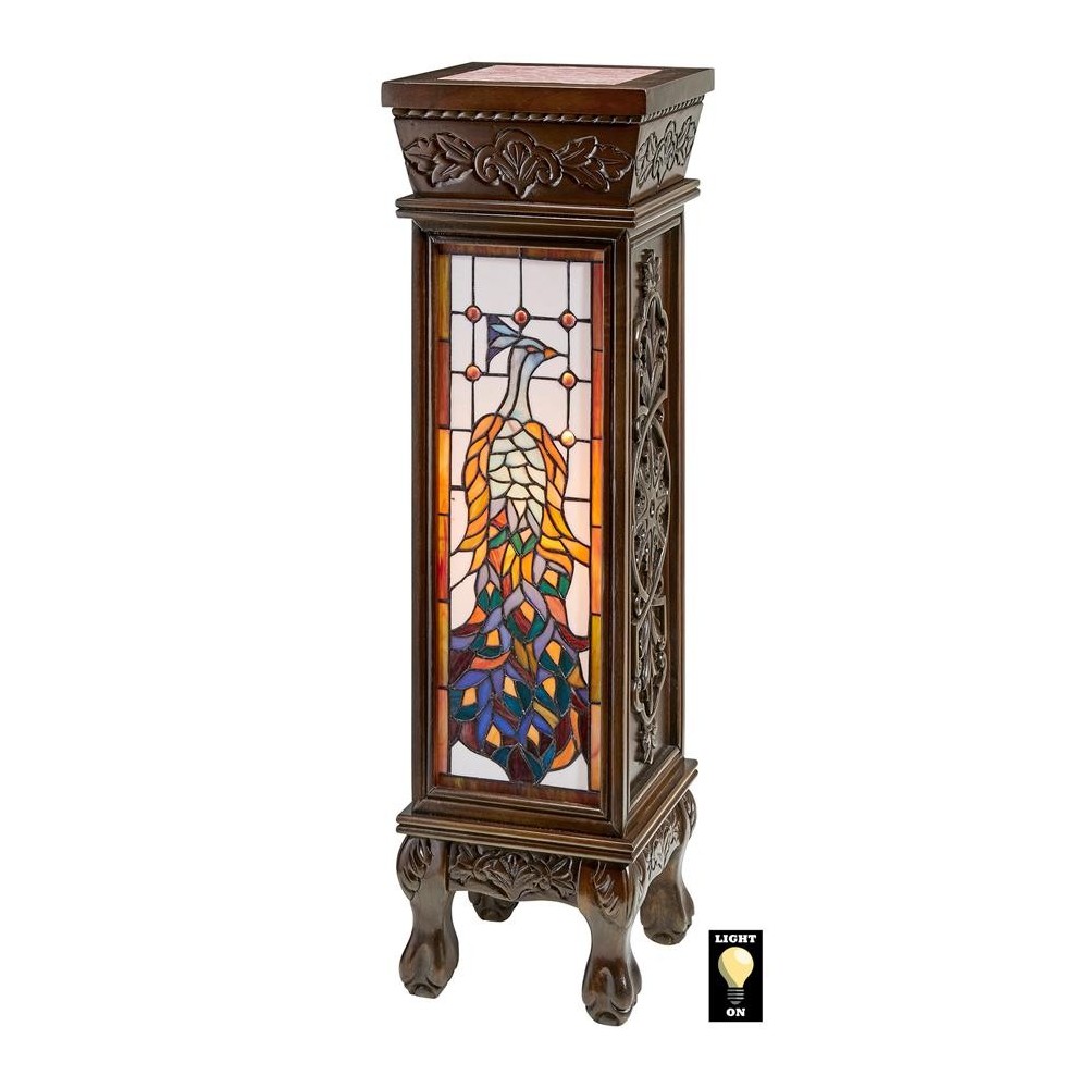 Design Toscano Peacock Stained Glass Pedestal