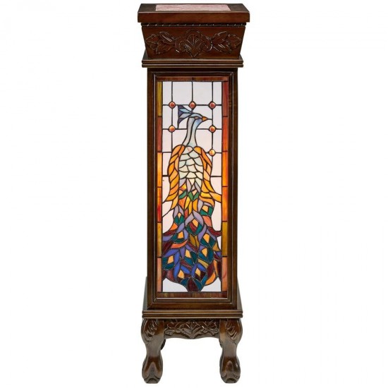 Design Toscano Peacock Stained Glass Pedestal