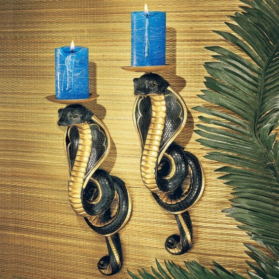 Design Toscano S/2 Renenutet Cobra Goddess Wall Sconces