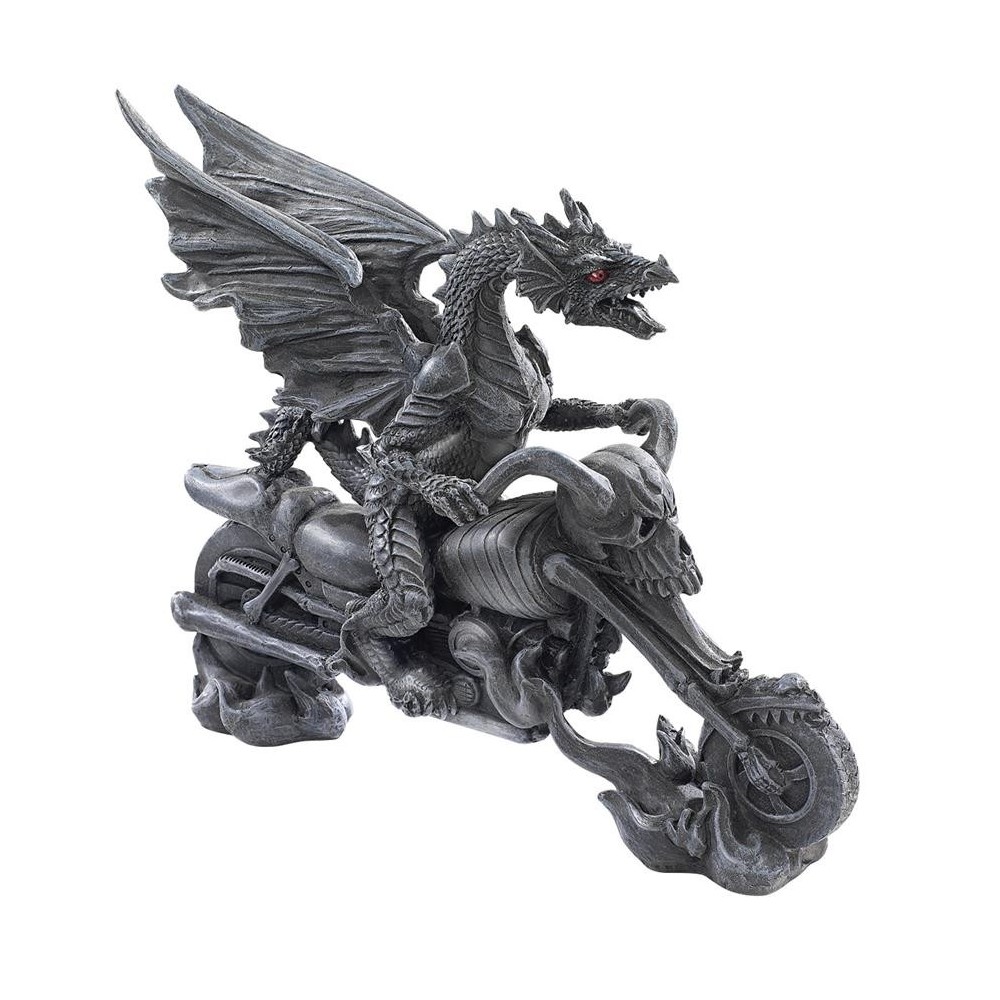 Design Toscano Biker Dragon On Skelton Chopper