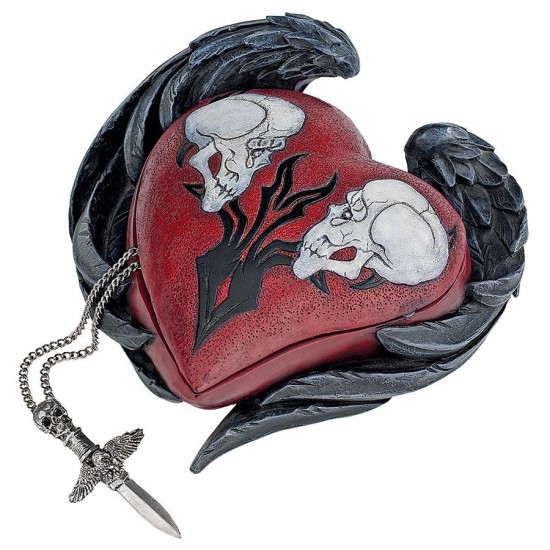 Design Toscano Winged Heart Skull Box