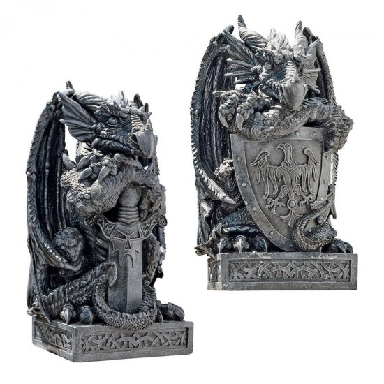 Design Toscano Set Of Sword & Shield Dragons