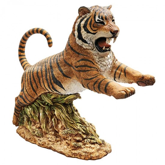 Design Toscano Jungle Cat Leaping Bengal Tiger Statue