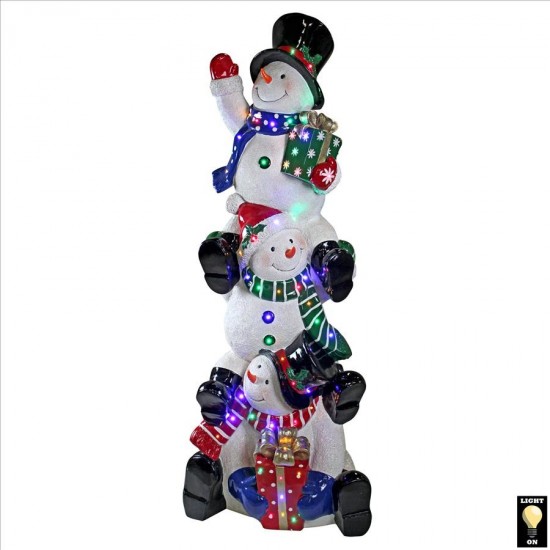 Design Toscano Stacked Snowman Led Illuminated Statue