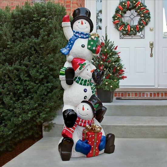 Design Toscano Stacked Snowman Led Illuminated Statue