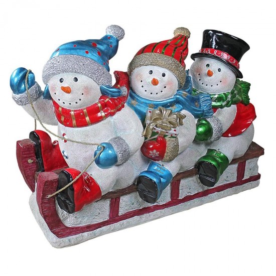 Design Toscano Illuminated Snowmen On Sled Statue