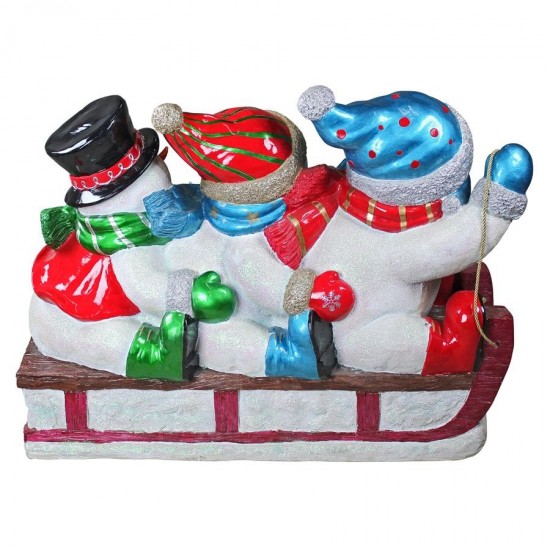 Design Toscano Illuminated Snowmen On Sled Statue