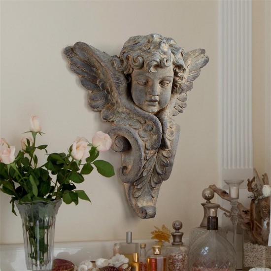 Design Toscano Victorial Heraldic Cherub Wall Pocket