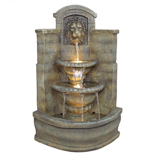 Design Toscano Saint Remy Lion Corner Fountain