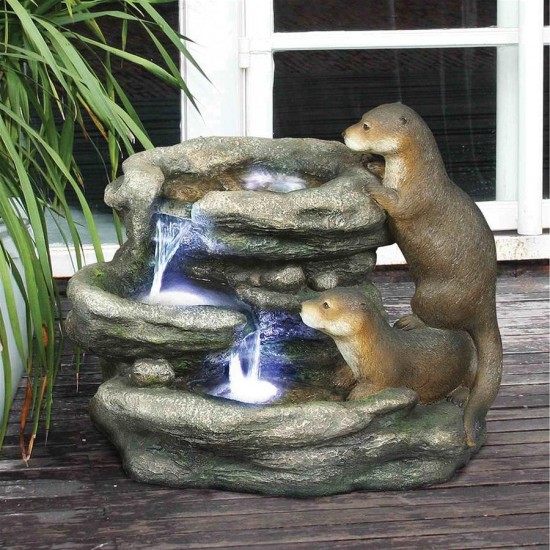 Design Toscano Bright Water Otters Garden Fountain