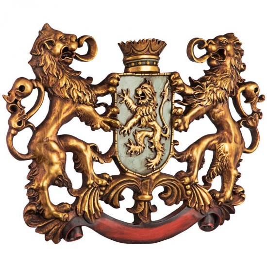 Design Toscano Heraldic Royal Lions Coat Of Arms Plaque