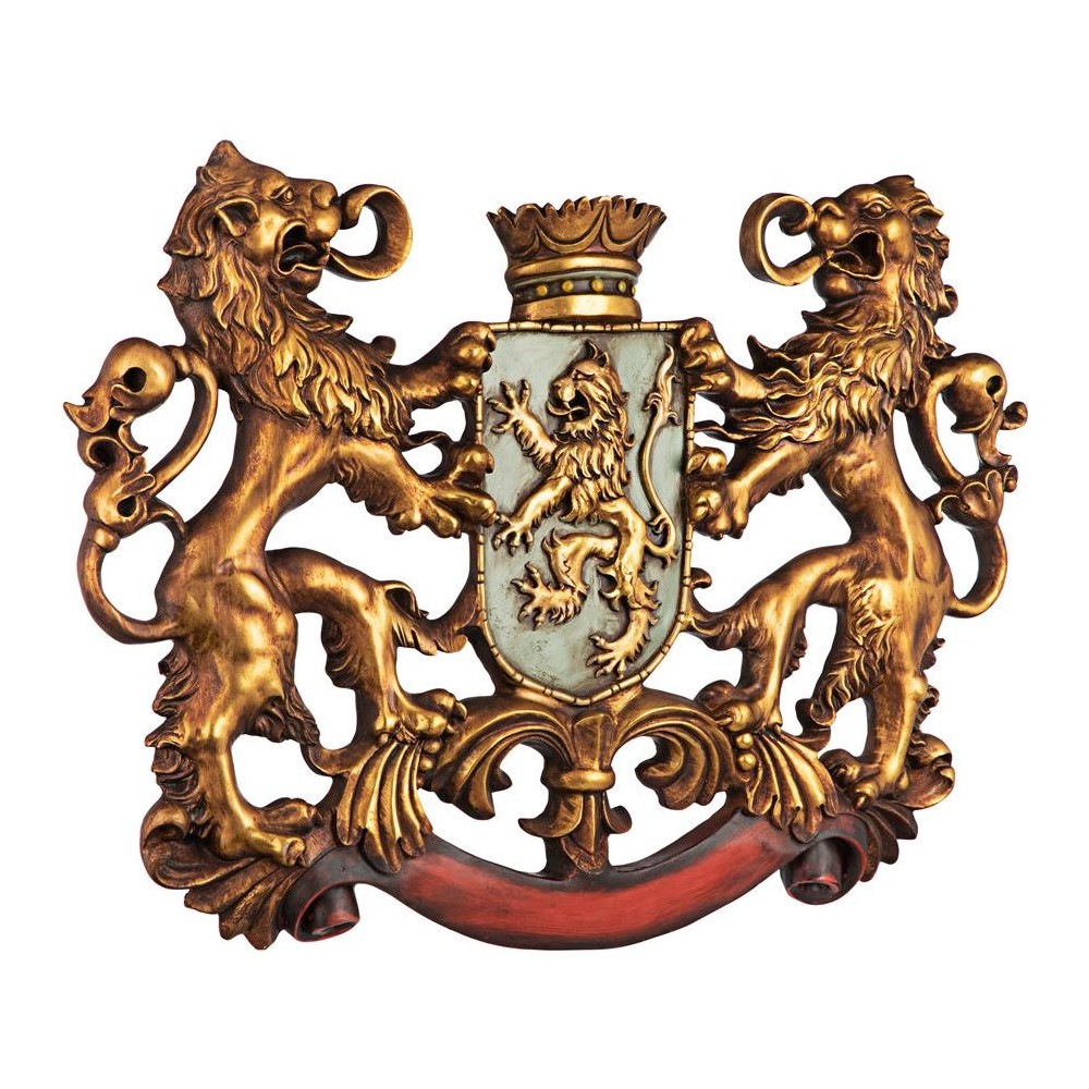 Design Toscano Heraldic Royal Lions Coat Of Arms Plaque