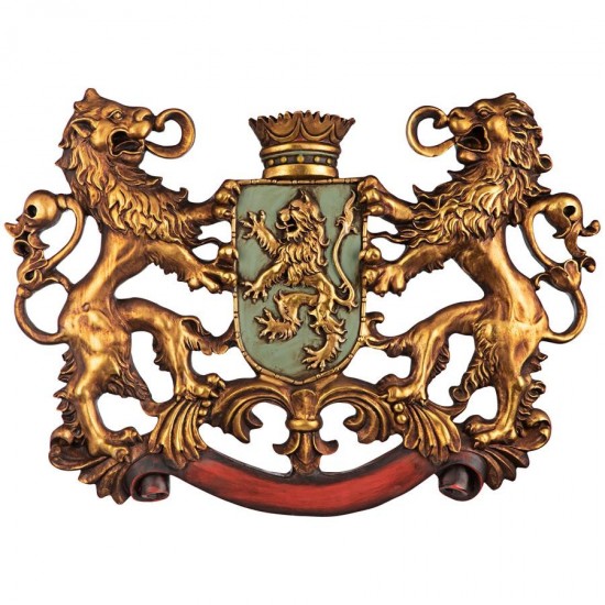 Design Toscano Heraldic Royal Lions Coat Of Arms Plaque